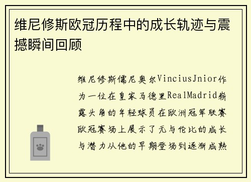 维尼修斯欧冠历程中的成长轨迹与震撼瞬间回顾